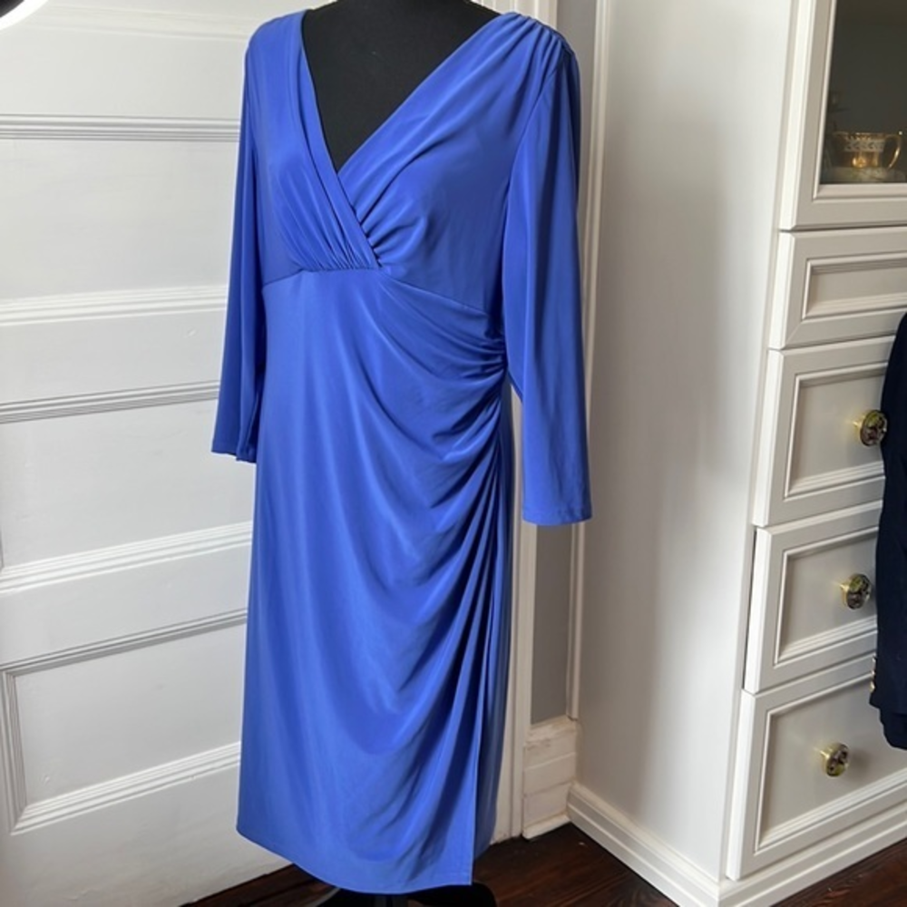 LAUREN RALPH LAUREN WOMENS BLUE DRESS SIZE L